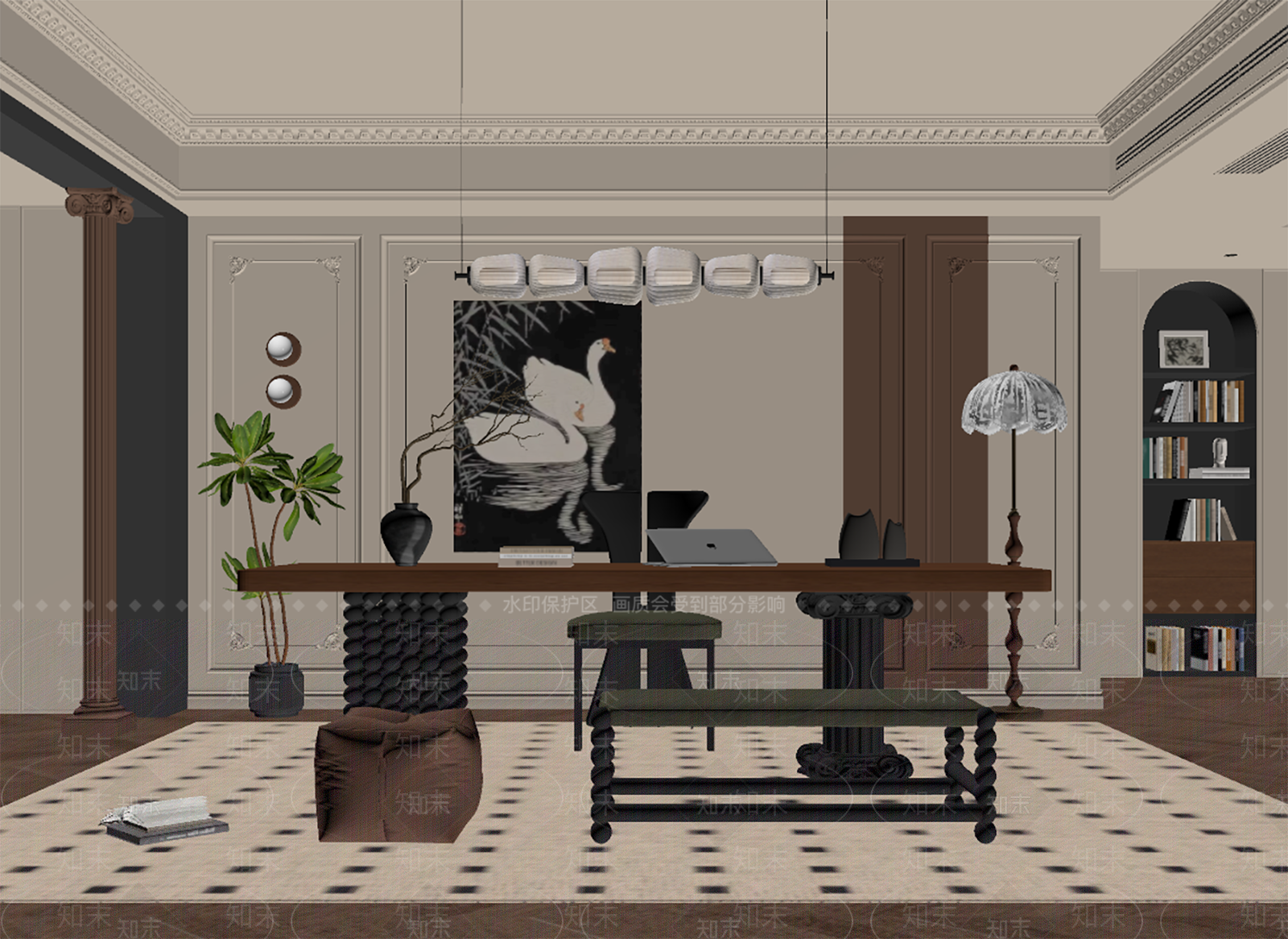 法式中古书房3D模型下载【ID:1184802190】