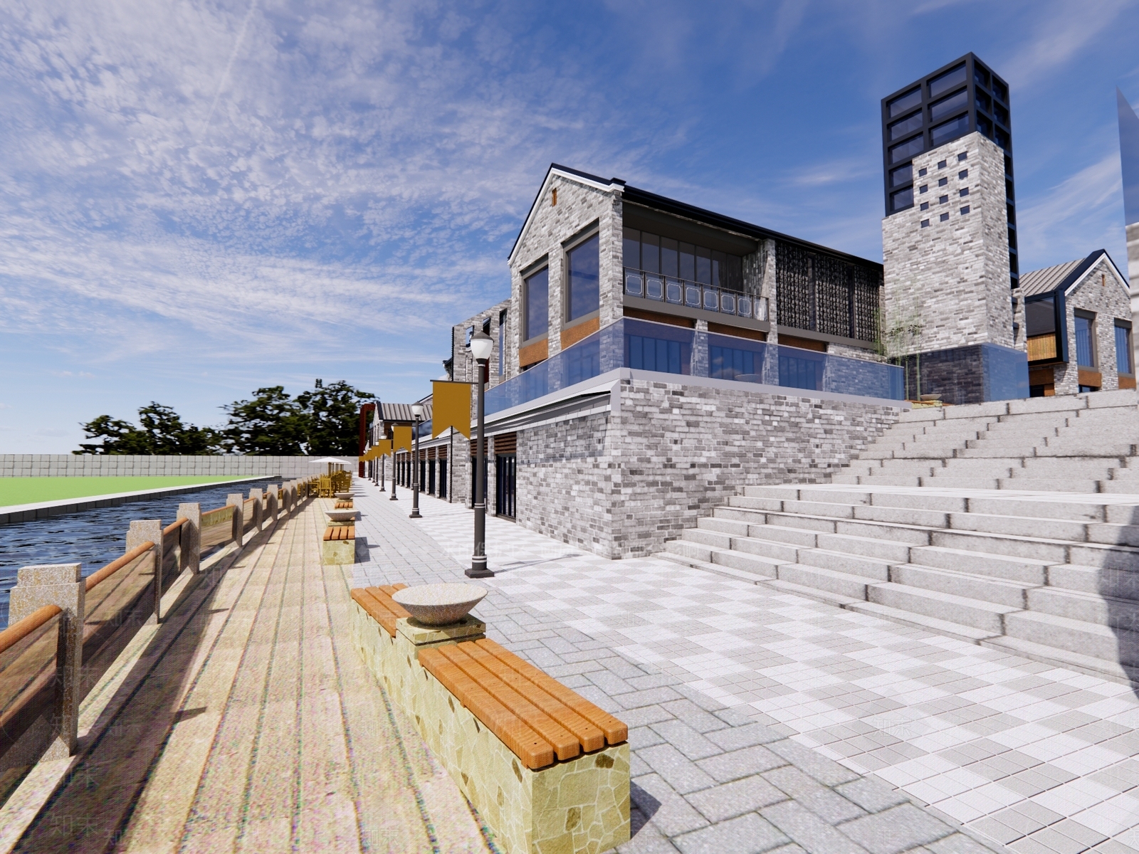 新中式中式商业街3D模型下载【ID:1184798886】
