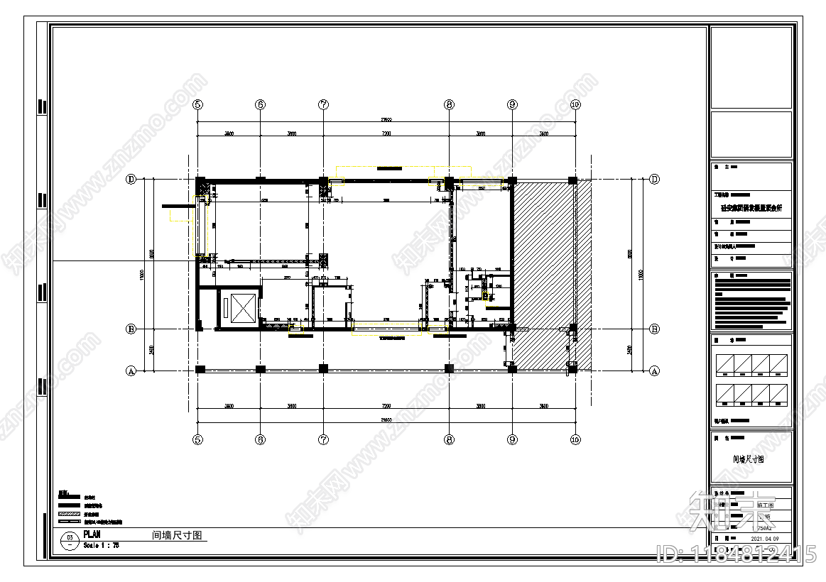 现代新中式独立办公室cad施工图下载【ID:1184812415】