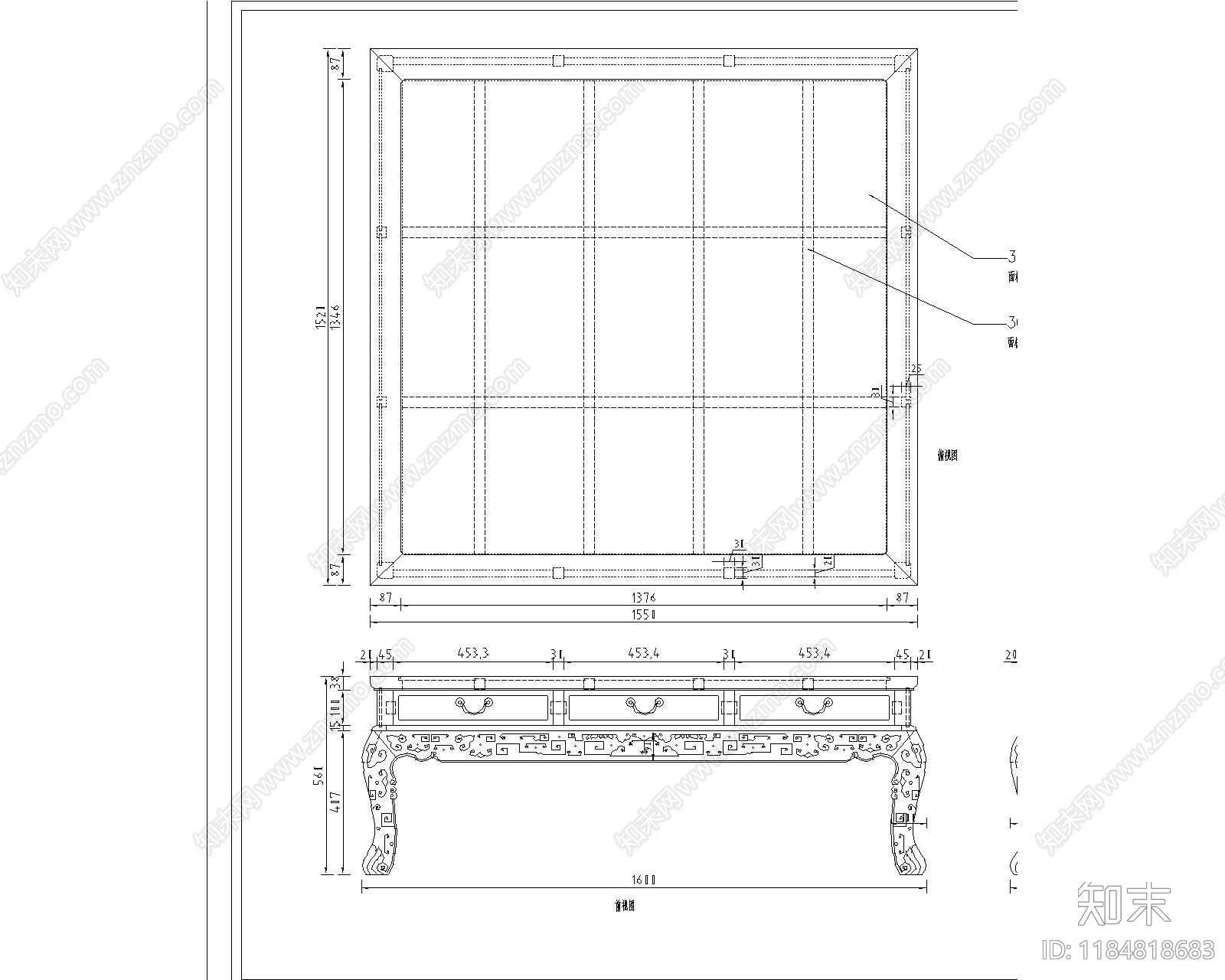 中式综合家具图库cad施工图下载【ID:1184818683】