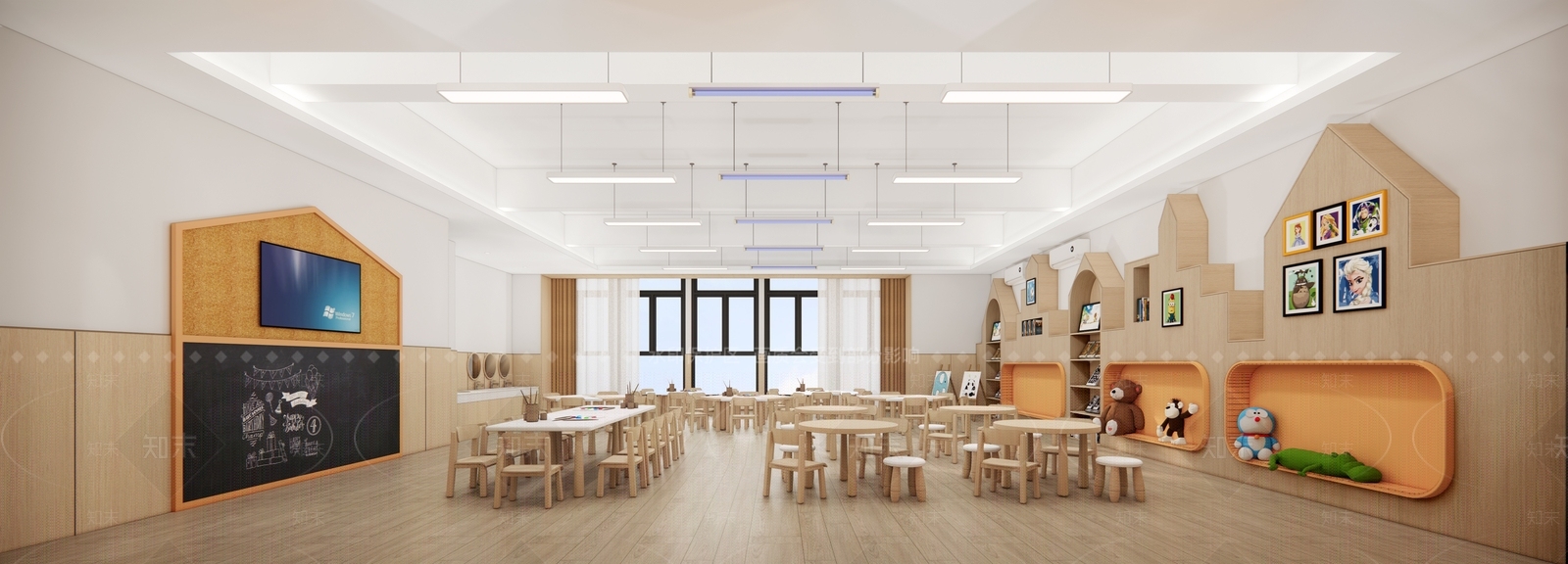 现代原木幼儿园内部SU模型下载【ID:1184825473】