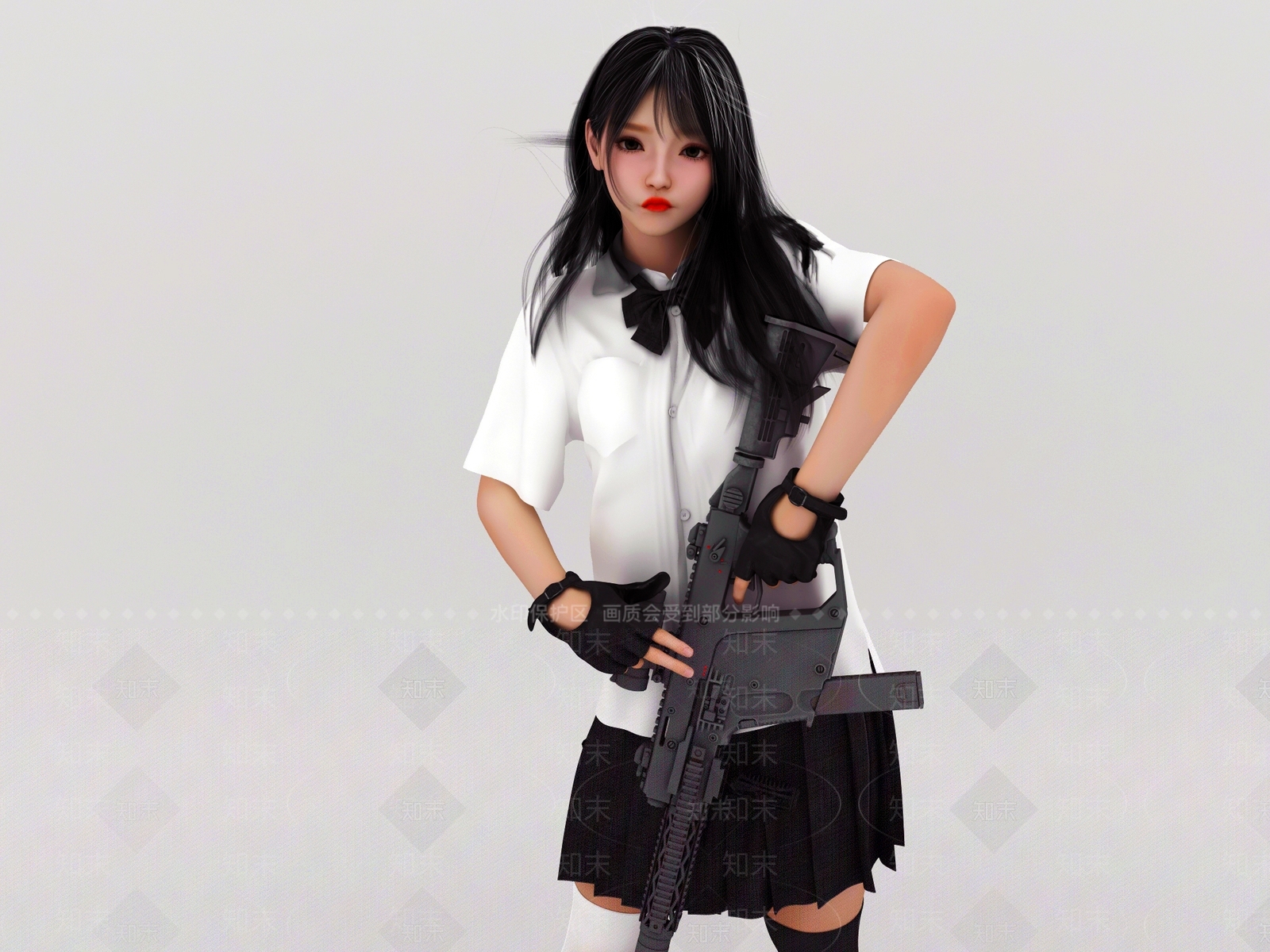 现代持枪女子3D模型下载【ID:1184837190】