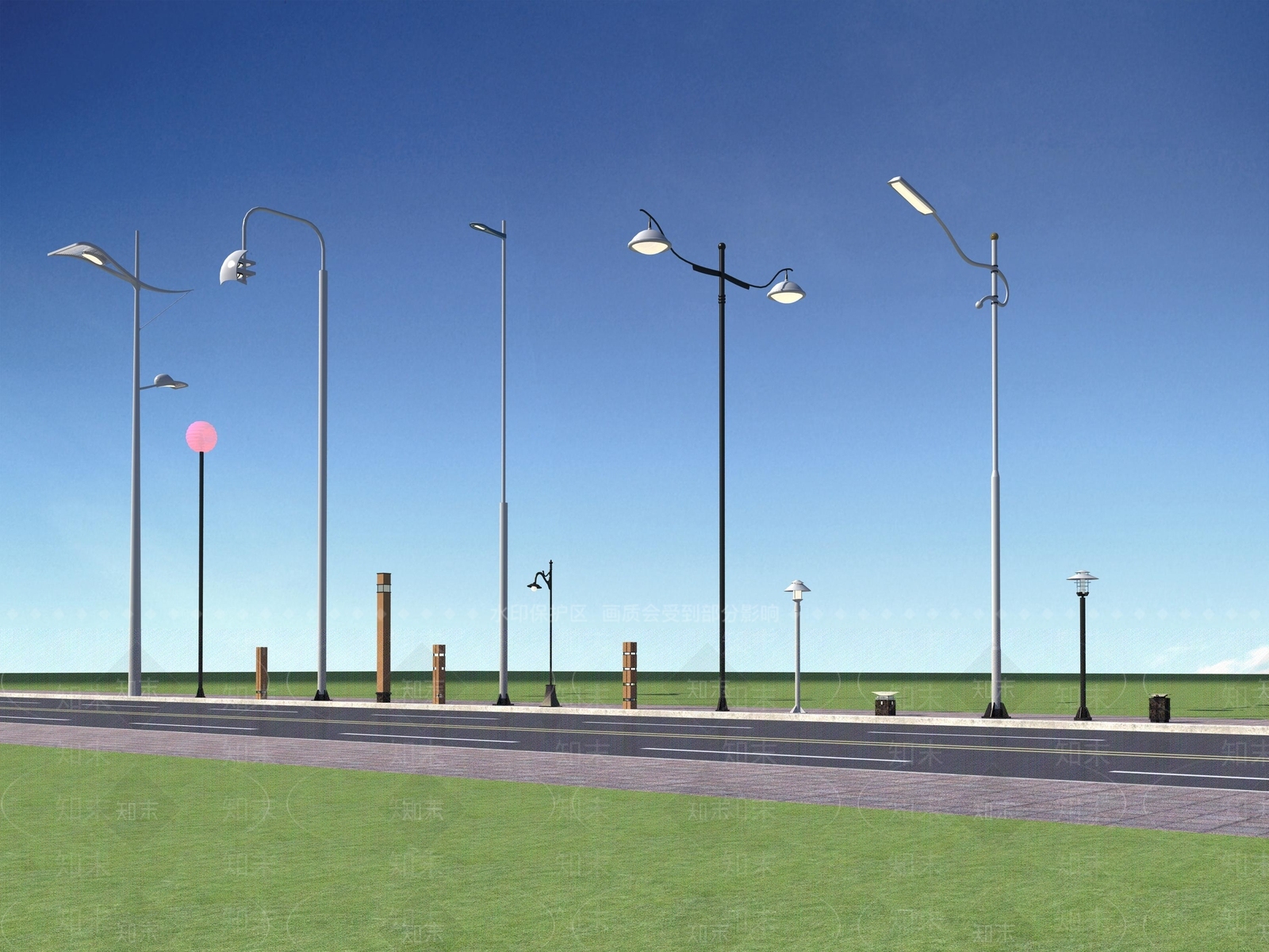 现代灯具组合3D模型下载【ID:1184844338】