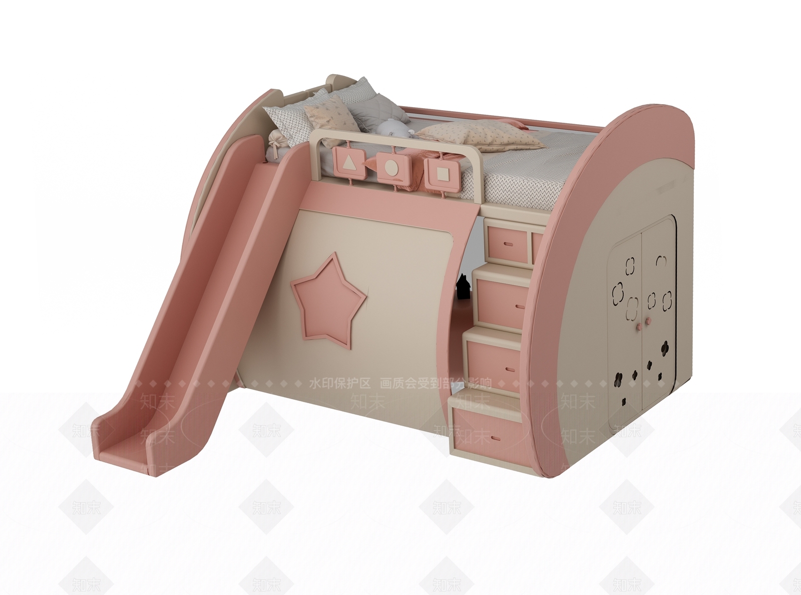 现代儿童床3D模型下载【ID:1184846370】
