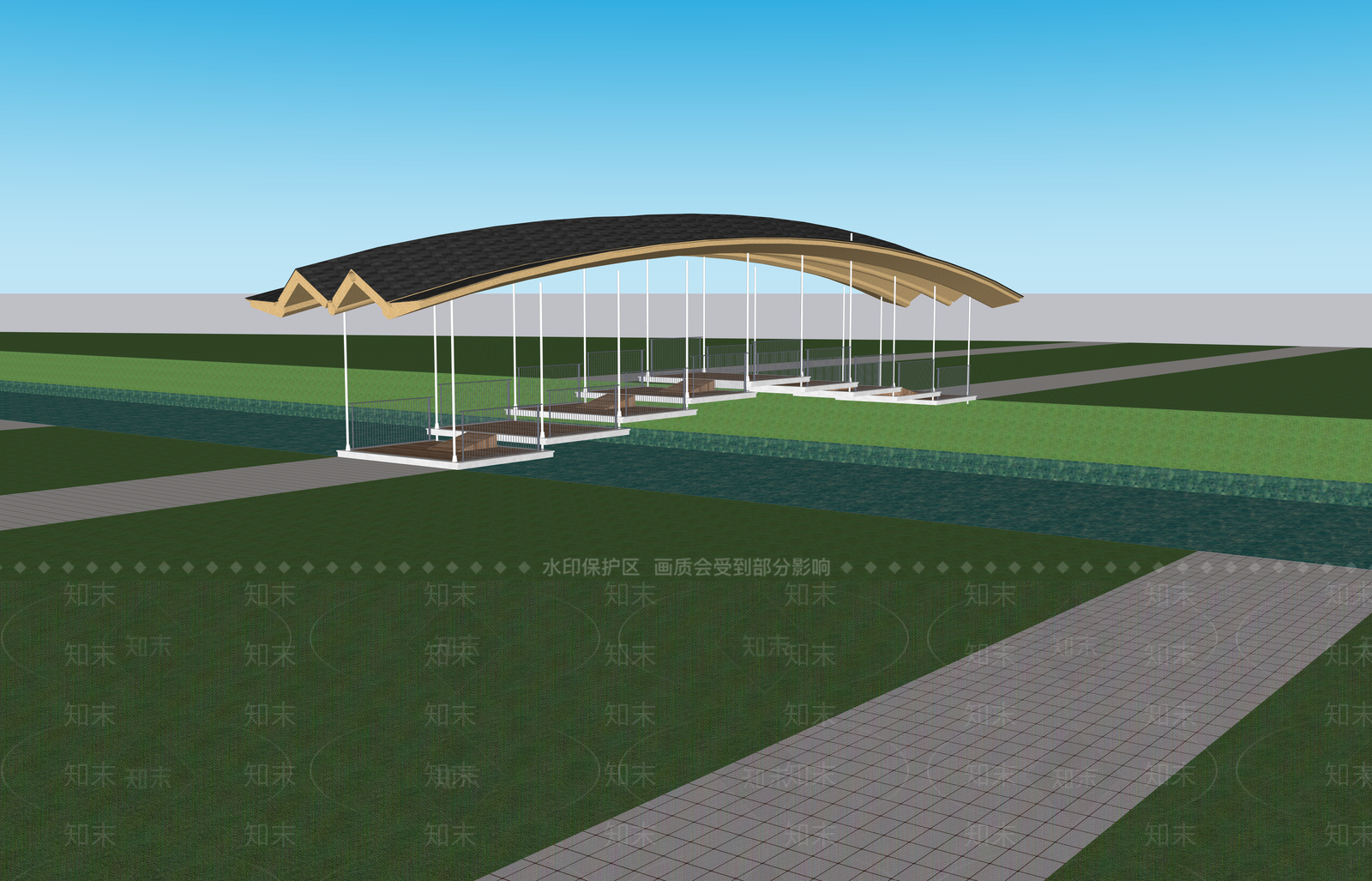 新中式景观桥SU模型下载【ID:1184856269】