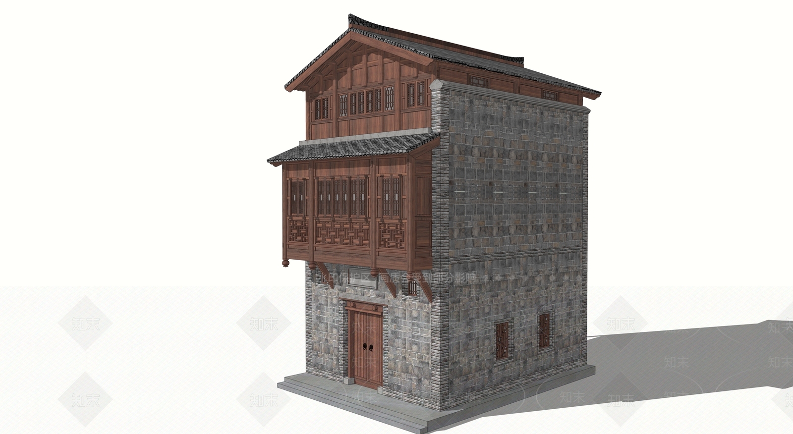中式古建筑SU模型下载【ID:1184857281】