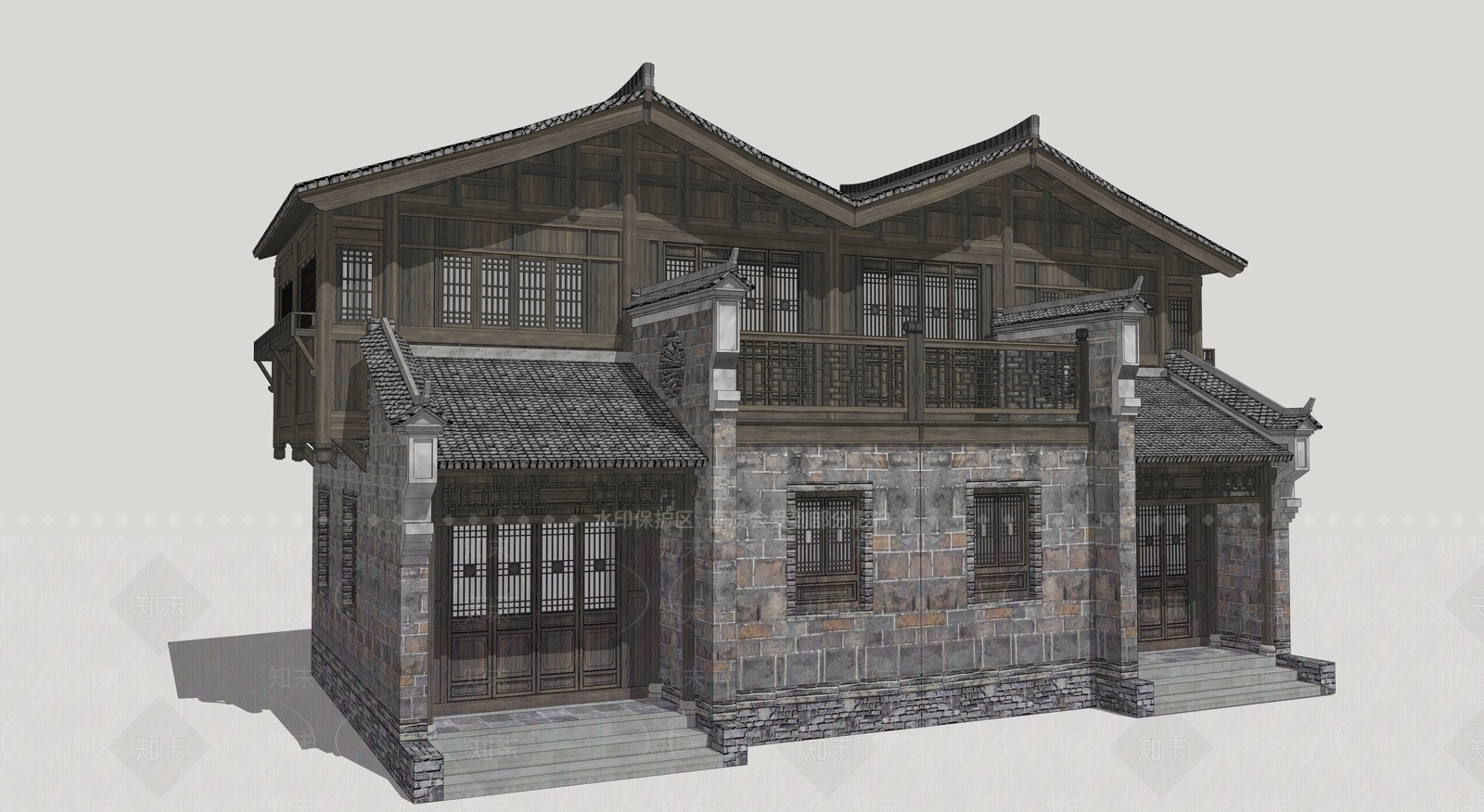 中式古建筑SU模型下载【ID:1184863874】