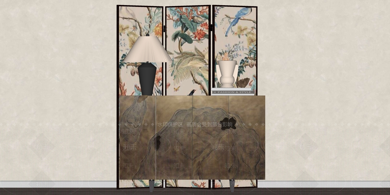 侘寂中古储物柜SU模型下载【ID:1184864499】