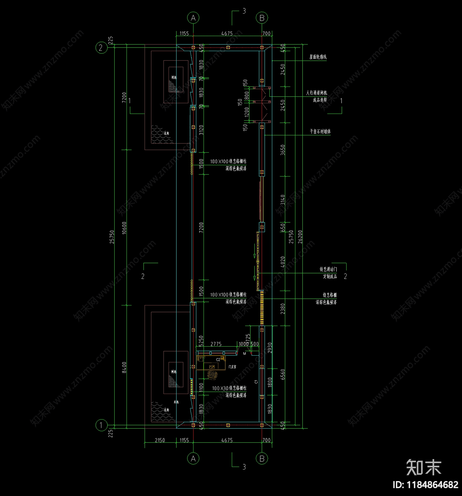 现代门头cad施工图下载【ID:1184864682】