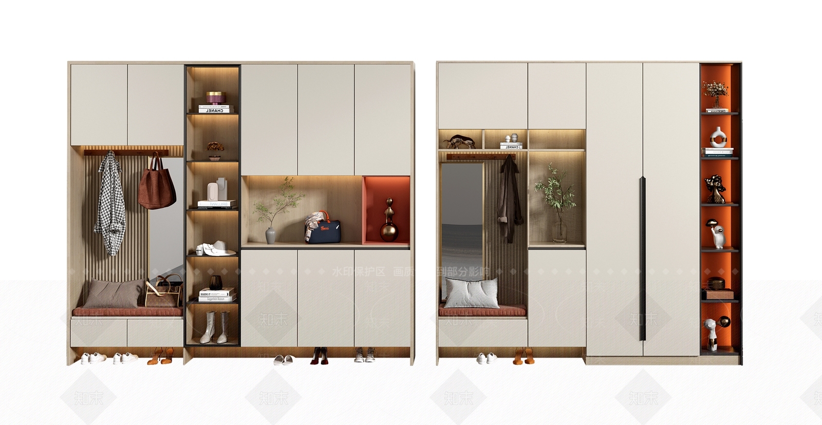 现代鞋柜3D模型下载【ID:1184871163】