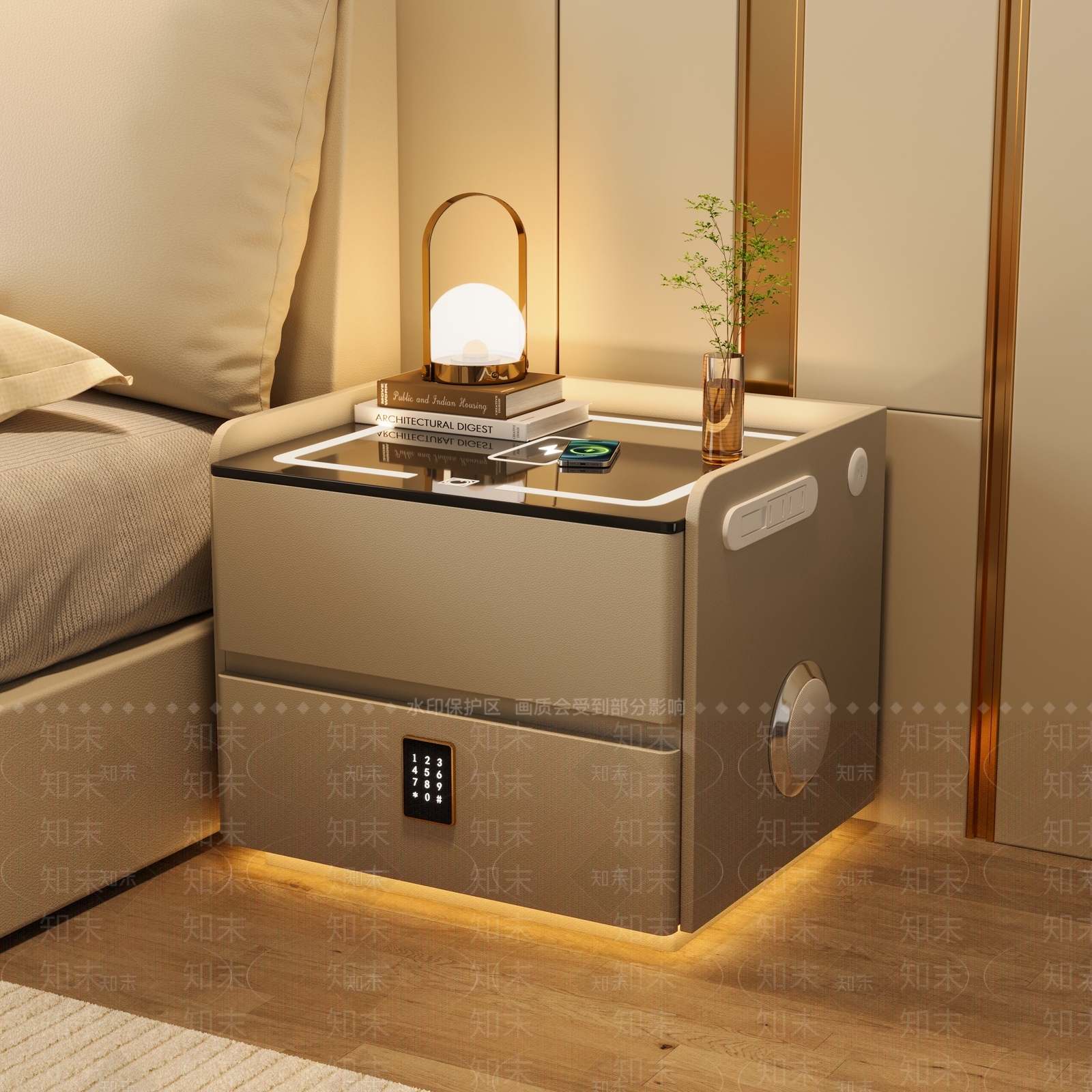 轻奢奶油床头柜3D模型下载【ID:1184872570】