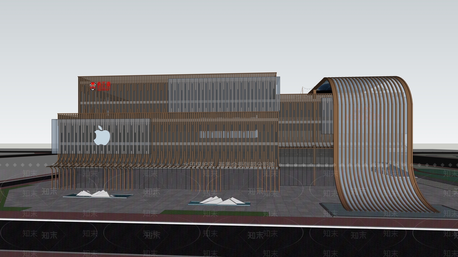 现代新中式小公建SU模型下载【ID:1184872314】
