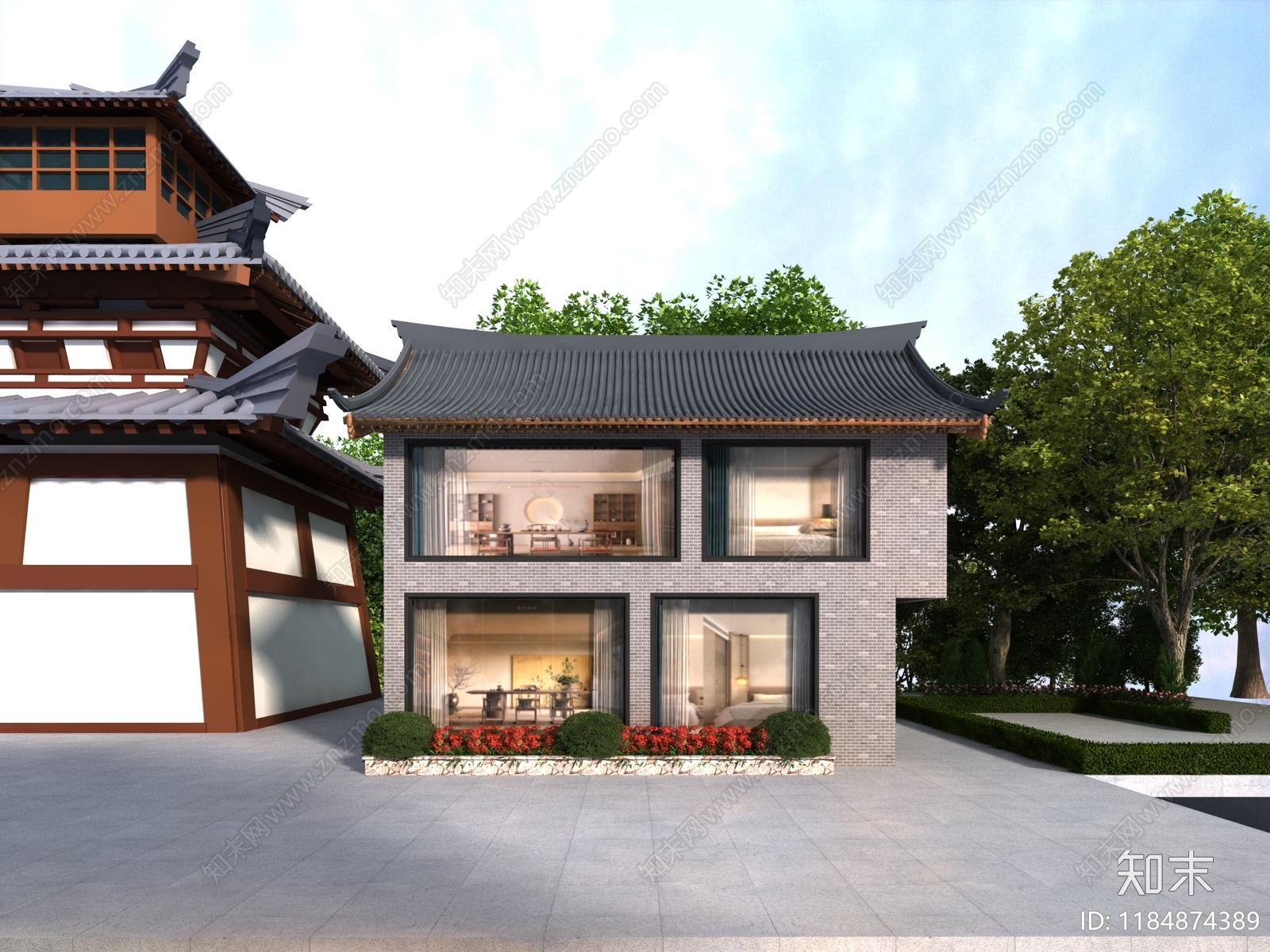 中式古建3D模型下载【ID:1184874389】