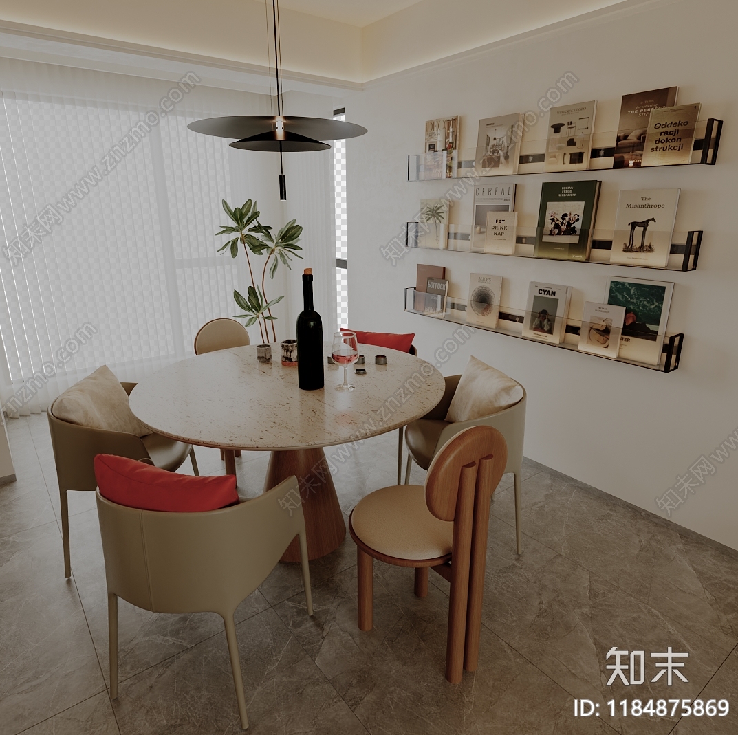 现代简约餐桌3D模型下载【ID:1184875869】