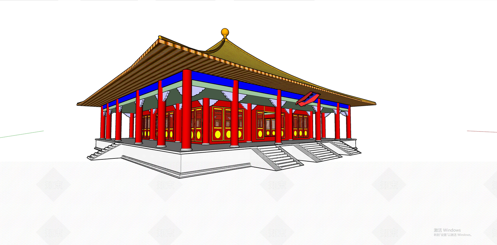 中式古建筑SU模型下载【ID:1184877630】