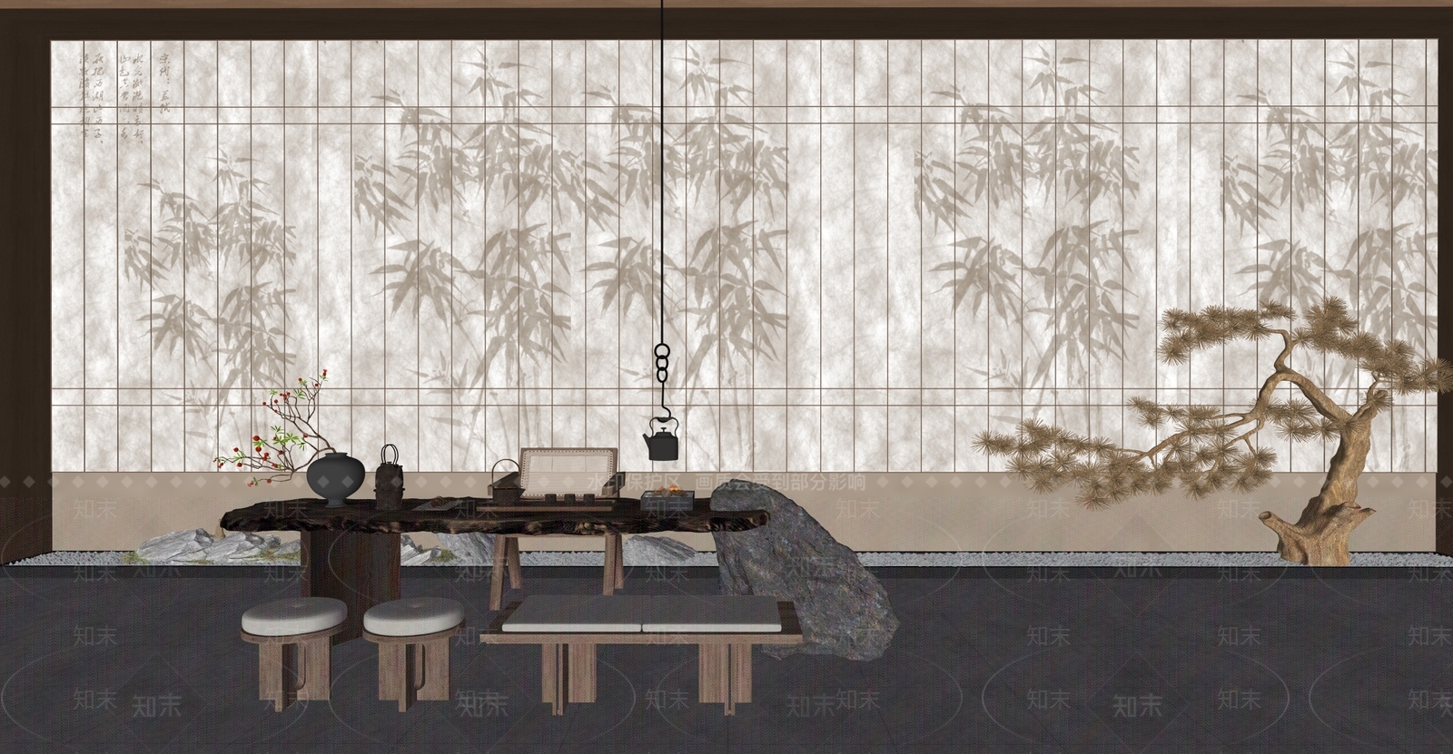 侘寂新中式茶馆SU模型下载【ID:1184883230】