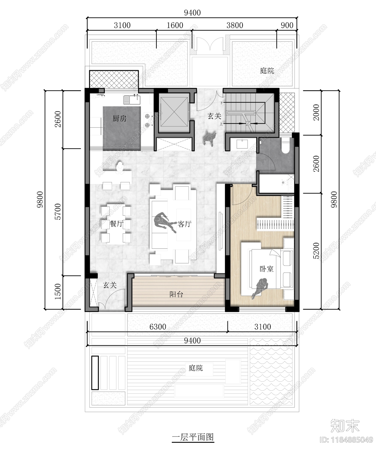 现代住宅楼建筑施工图下载【ID:1184885049】