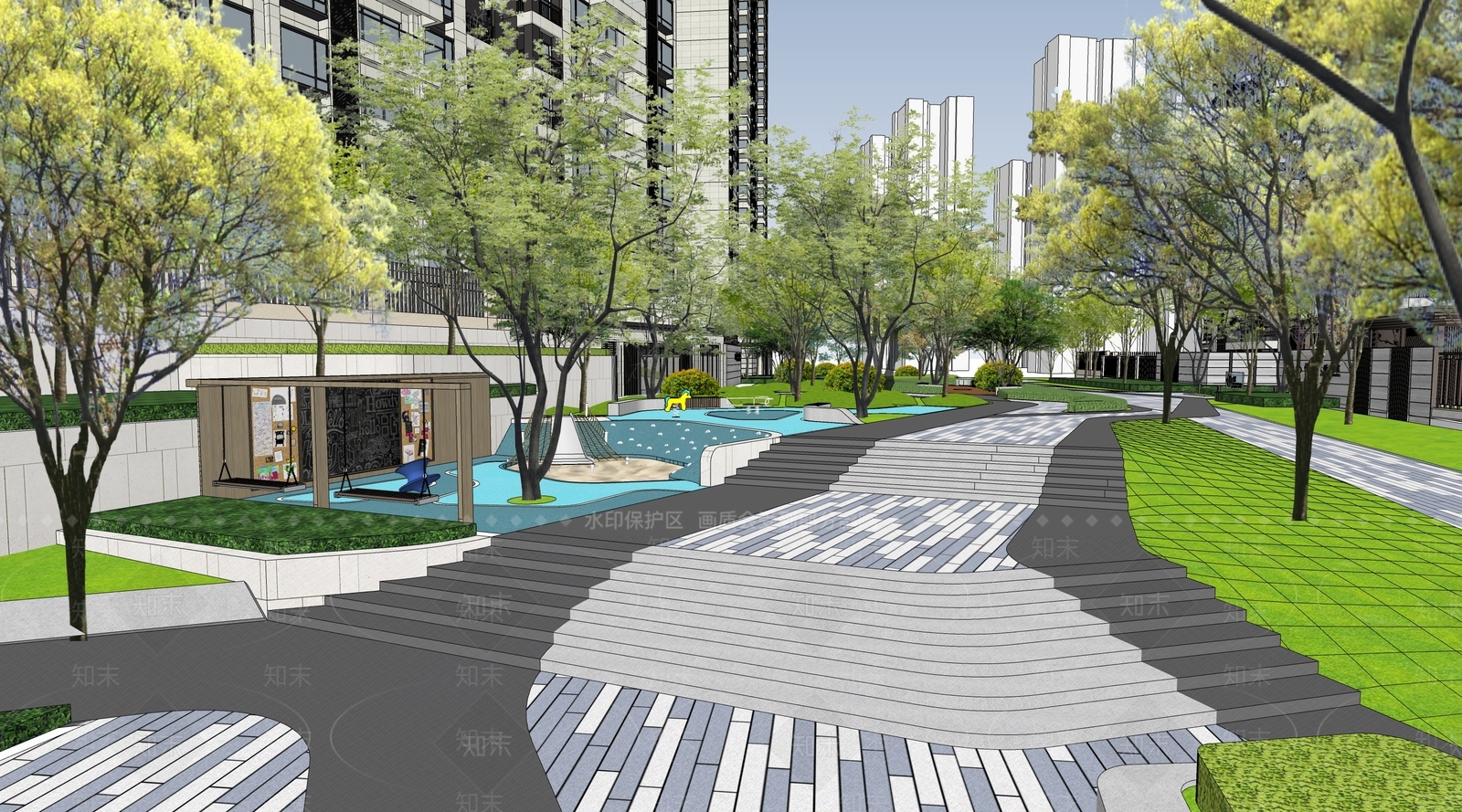 现代口袋公园SU模型下载【ID:1184888945】