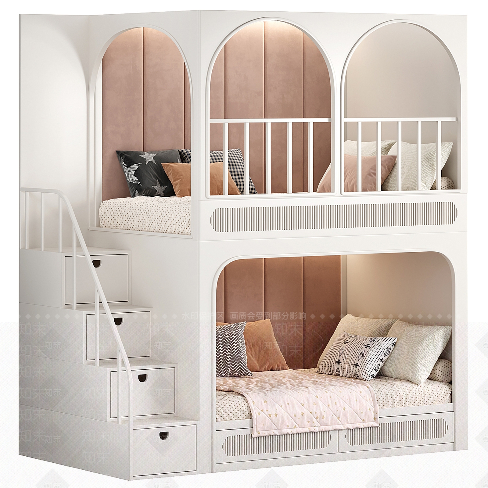 现代新中式上下床3D模型下载【ID:1184890117】