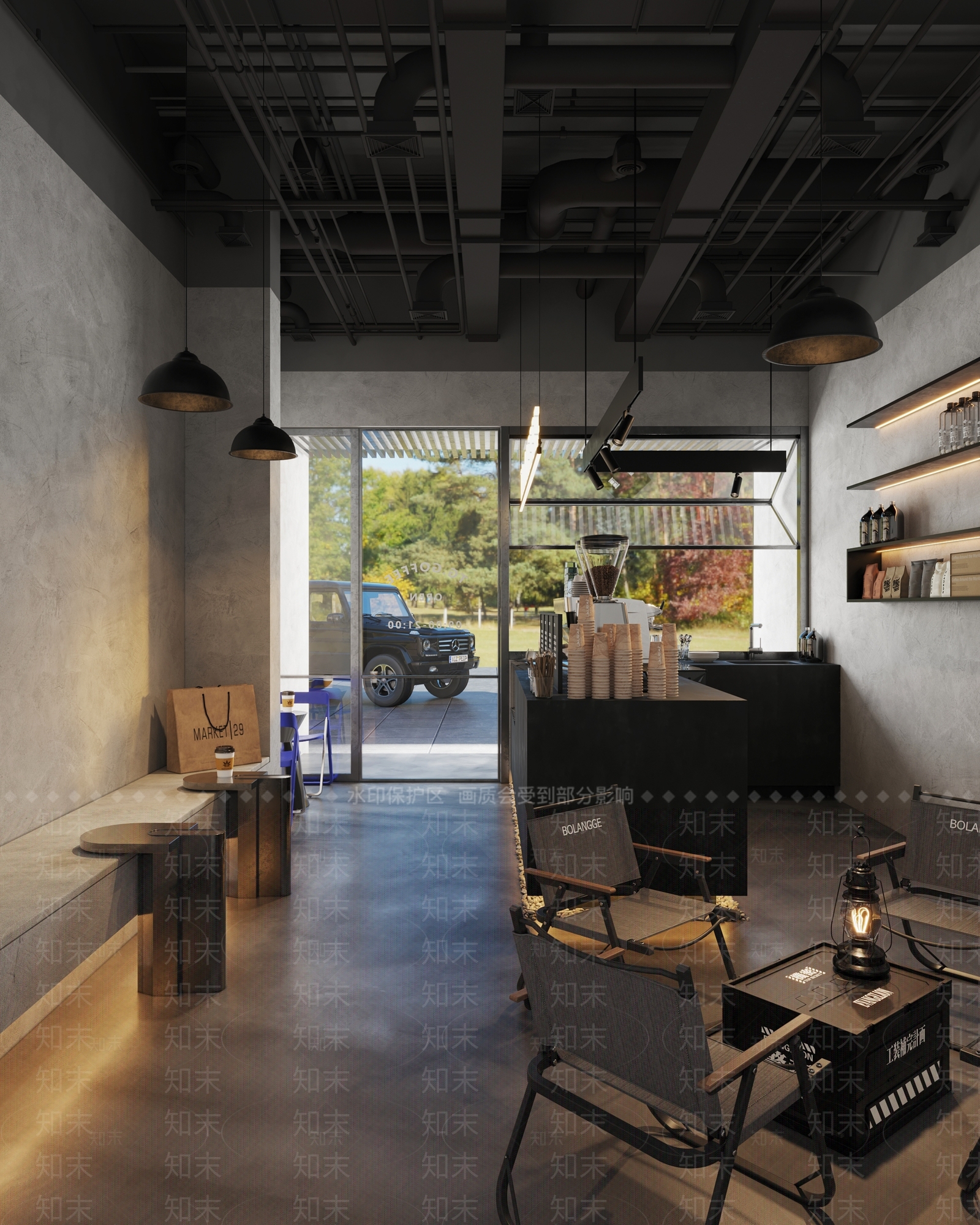 工业风咖啡厅3D模型下载【ID:1184892938】