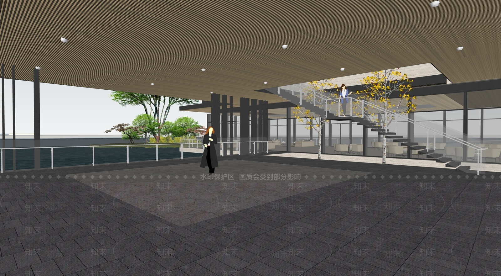 现代新中式酒店建筑SU模型下载【ID:1184902318】