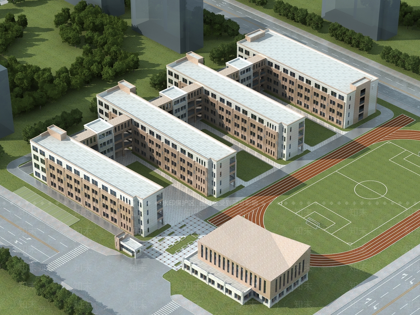 现代学校外观3D模型下载【ID:1184905607】