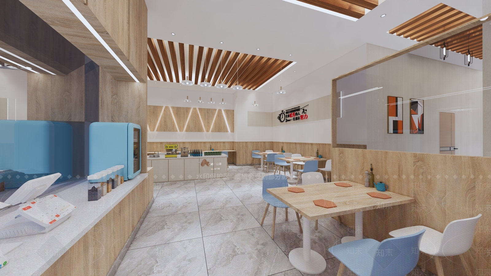 现代简约自助餐厅SU模型下载【ID:1184910442】