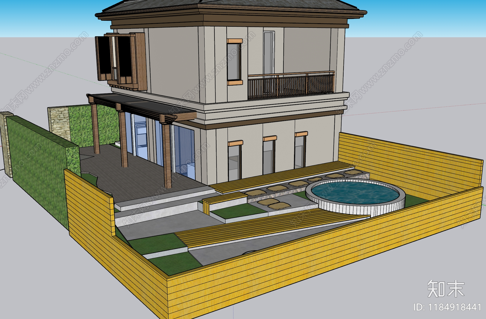 现代乡村庭院SU模型下载【ID:1184918441】