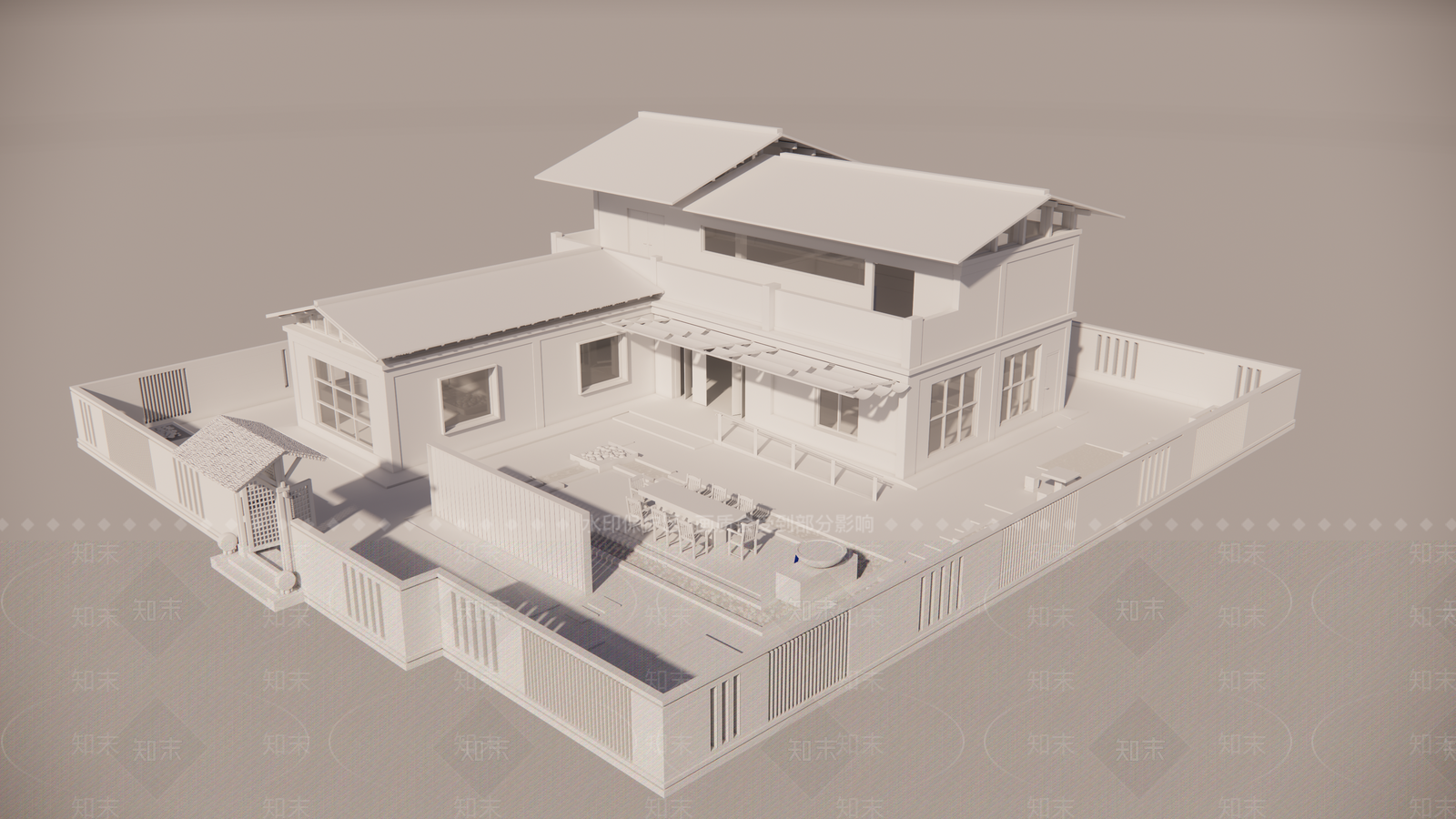 中式现代小公建SU模型下载【ID:1185509492】