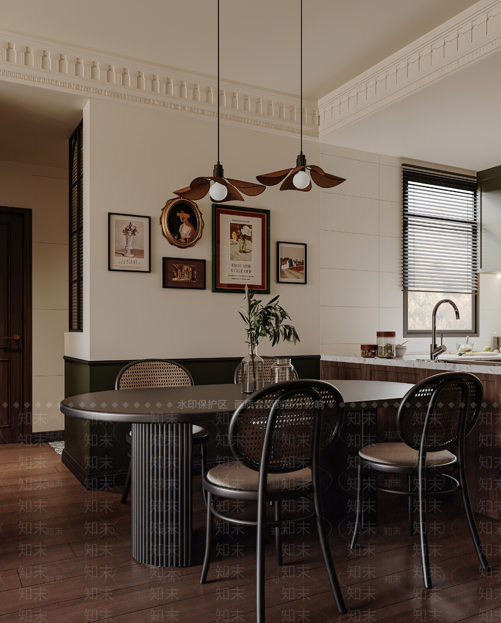 法式复古餐桌3D模型下载【ID:1184920498】