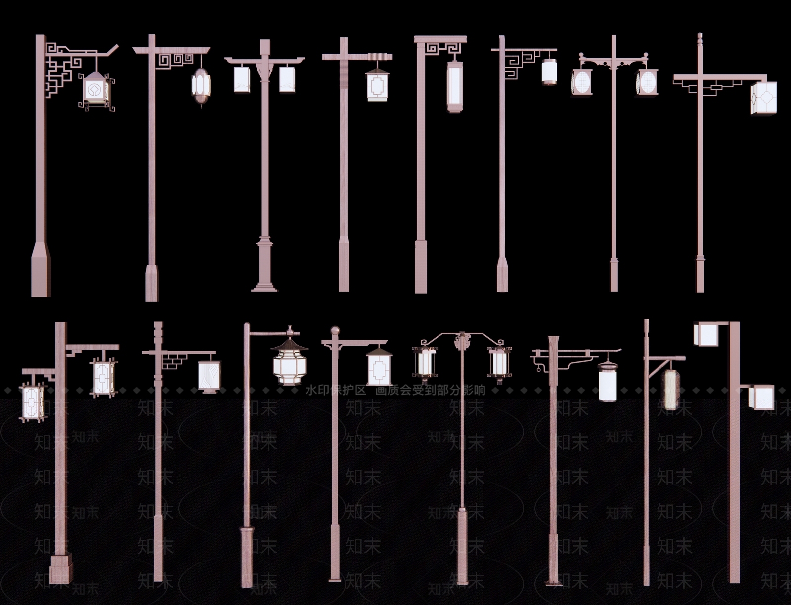 中式路灯SU模型下载【ID:1184922014】