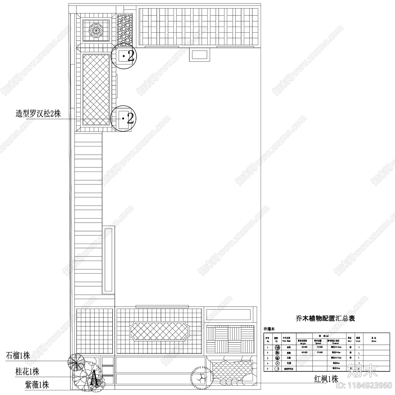 欧式庭院cad施工图下载【ID:1184923960】