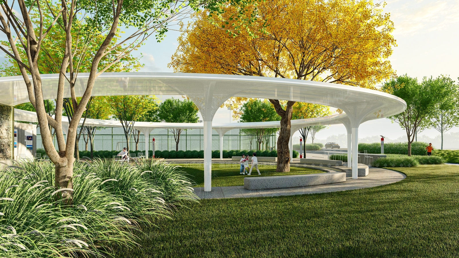 现代景观公园SU模型下载【ID:1184986782】