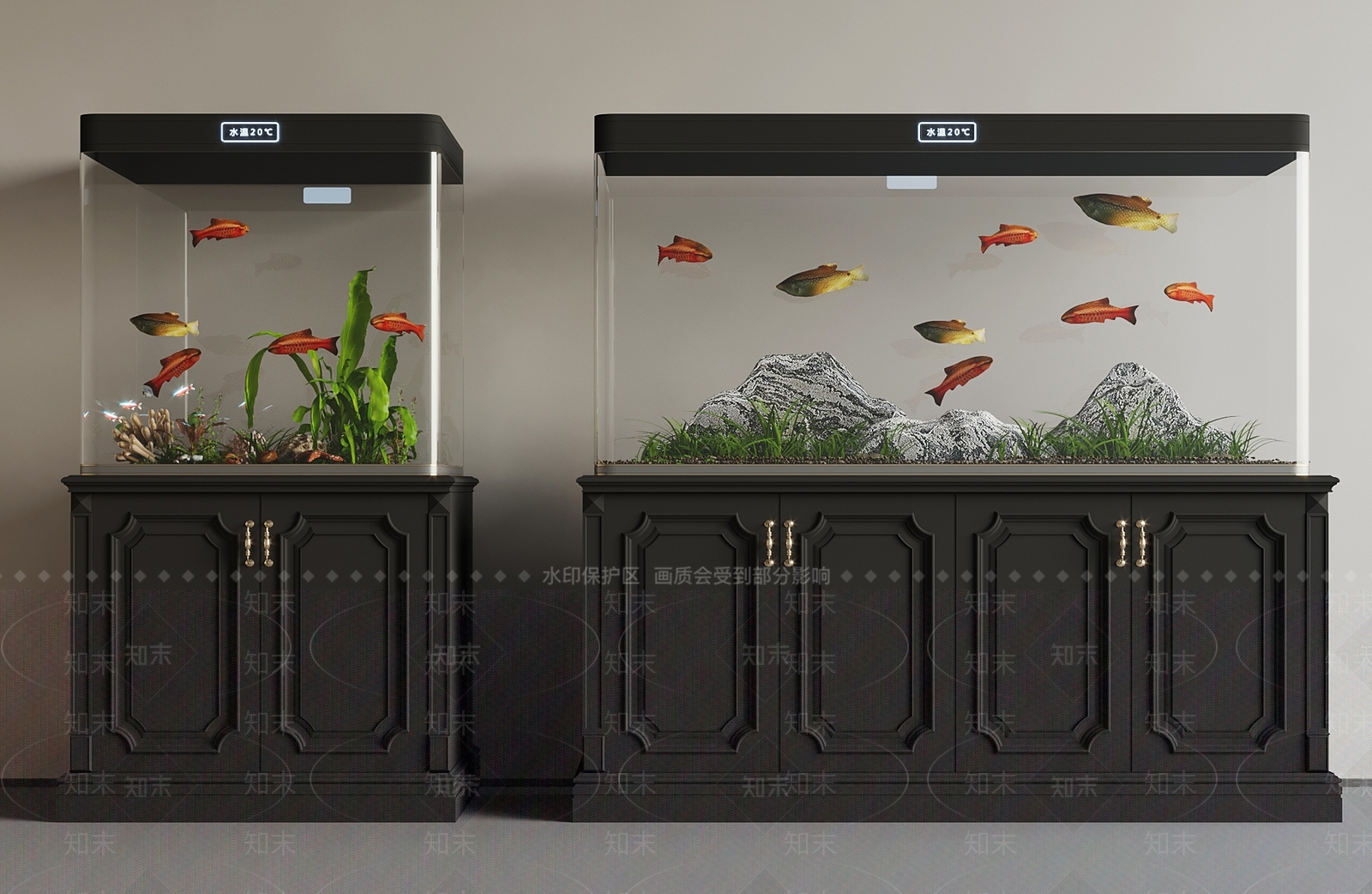 法式鱼缸3D模型下载【ID:1184925249】