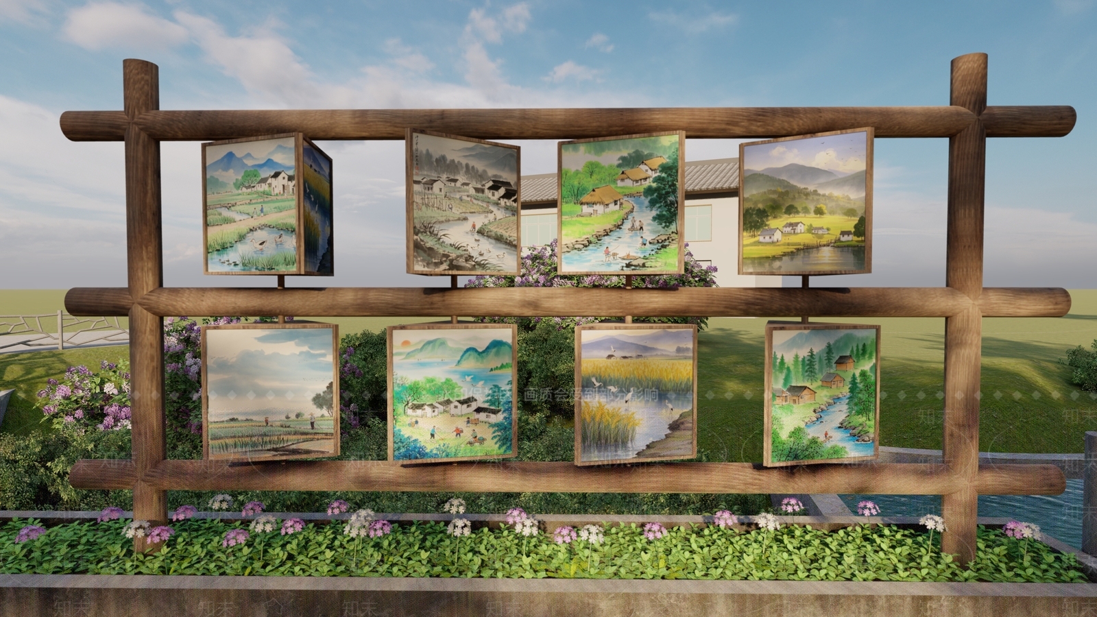 现代乡村公园SU模型下载【ID:1184926210】