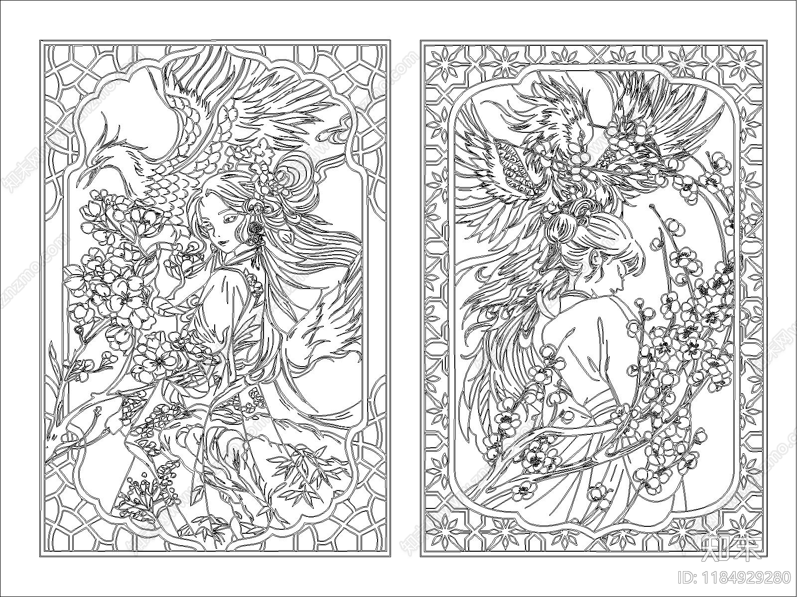 新中式挂画施工图下载【ID:1184929280】