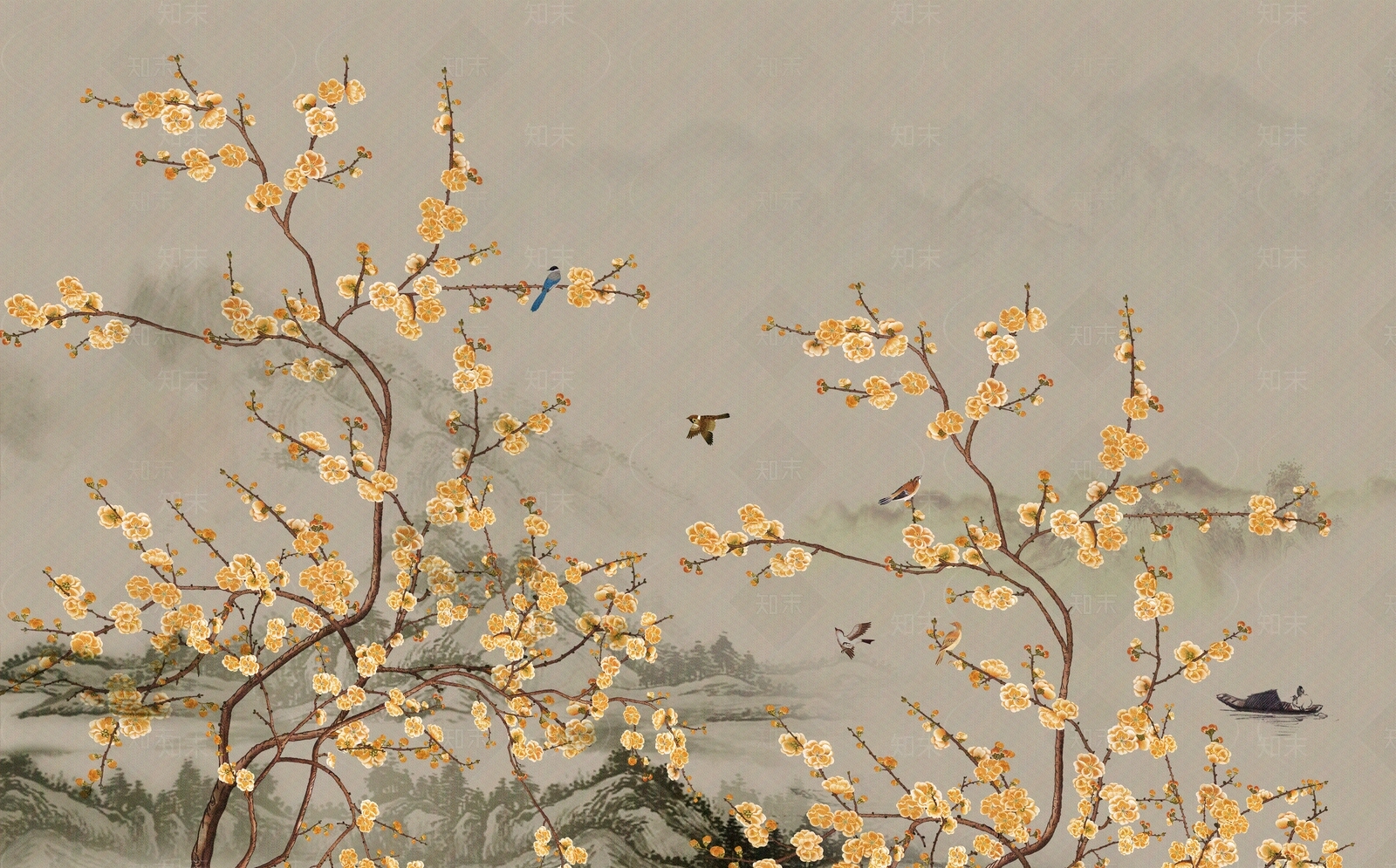 新中式中式壁画贴图下载【ID:1184930784】_【知末网贴图库】
