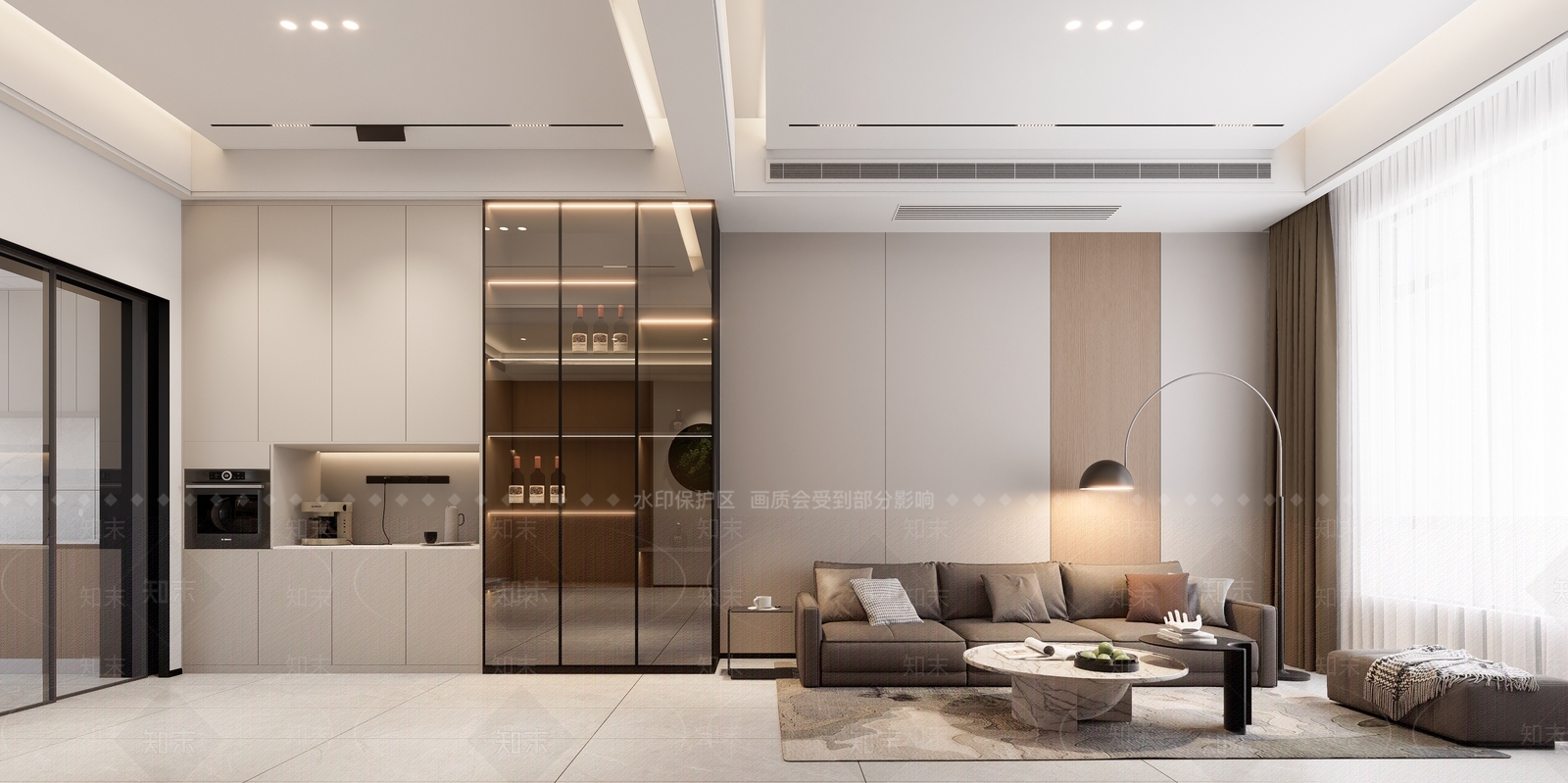 现代极简别墅客厅SU模型下载【ID:1184935354】