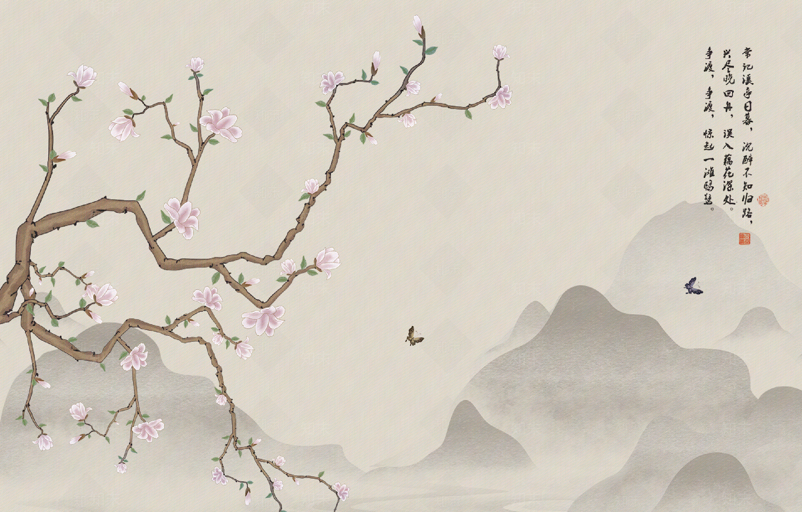 新中式中式壁画贴图下载【ID:1184933239】_【知末网贴图库】