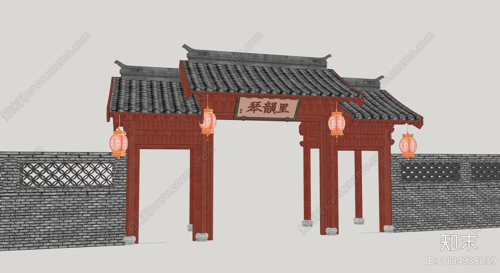 中式古建筑SU模型下载【ID:1184935039】