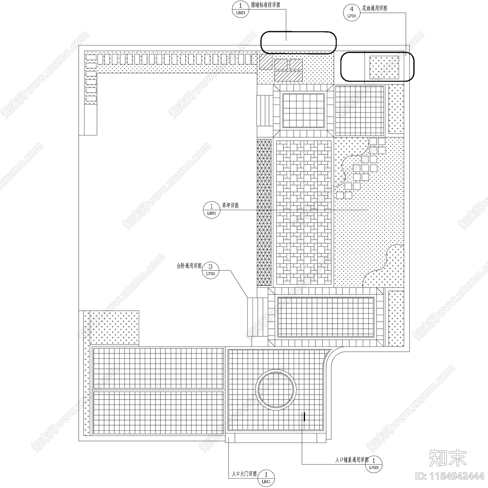 庭院cad施工图下载【ID:1184942444】