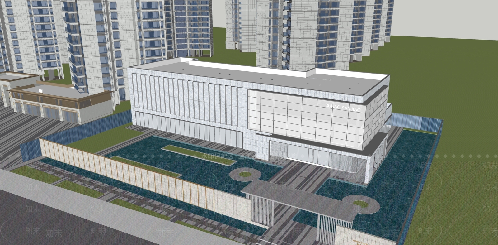现代小区建筑SU模型下载【ID:1184943863】