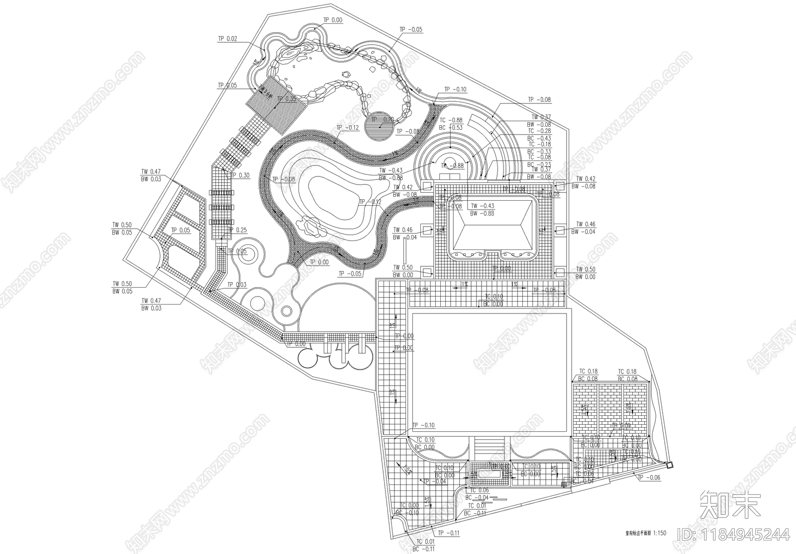 庭院cad施工图下载【ID:1184945244】
