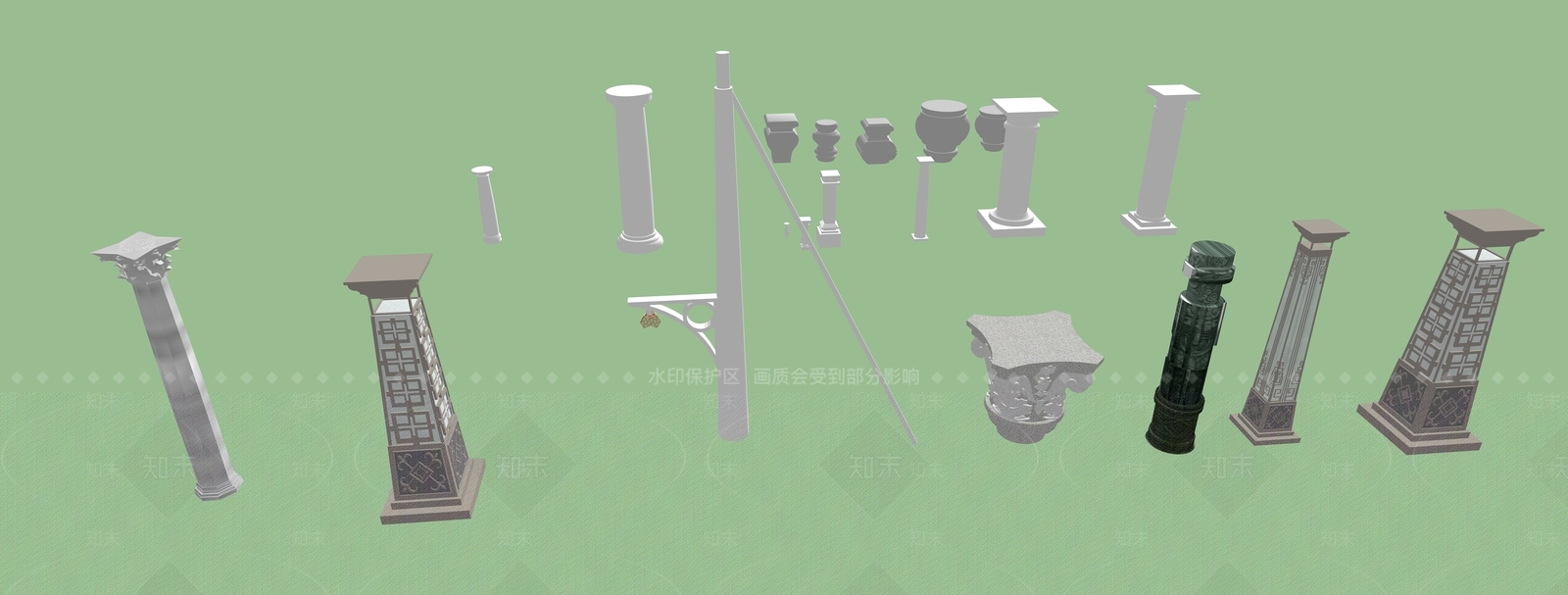 复古欧式景观柱SU模型下载【ID:1184952649】
