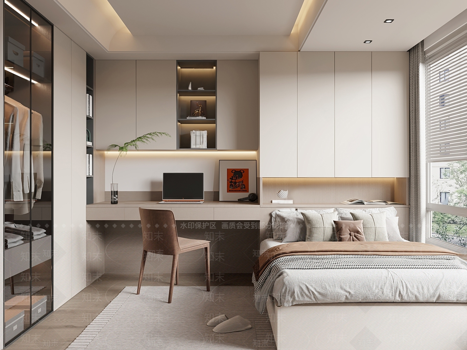 现代榻榻米卧室3D模型下载【ID:1184966187】