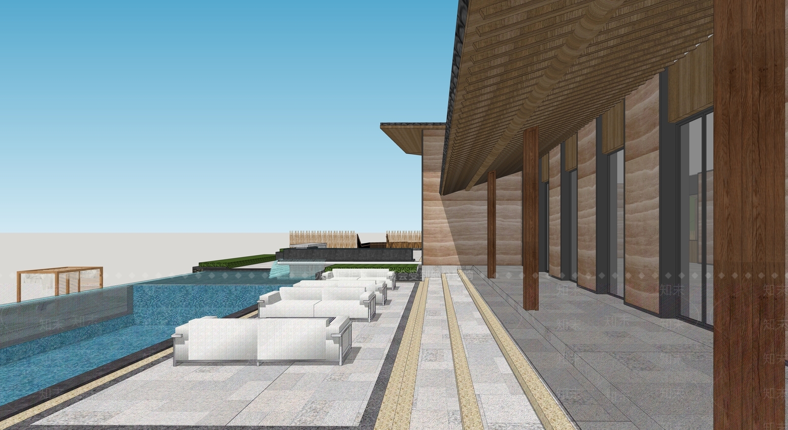 中式民宿建筑SU模型下载【ID:1184967358】