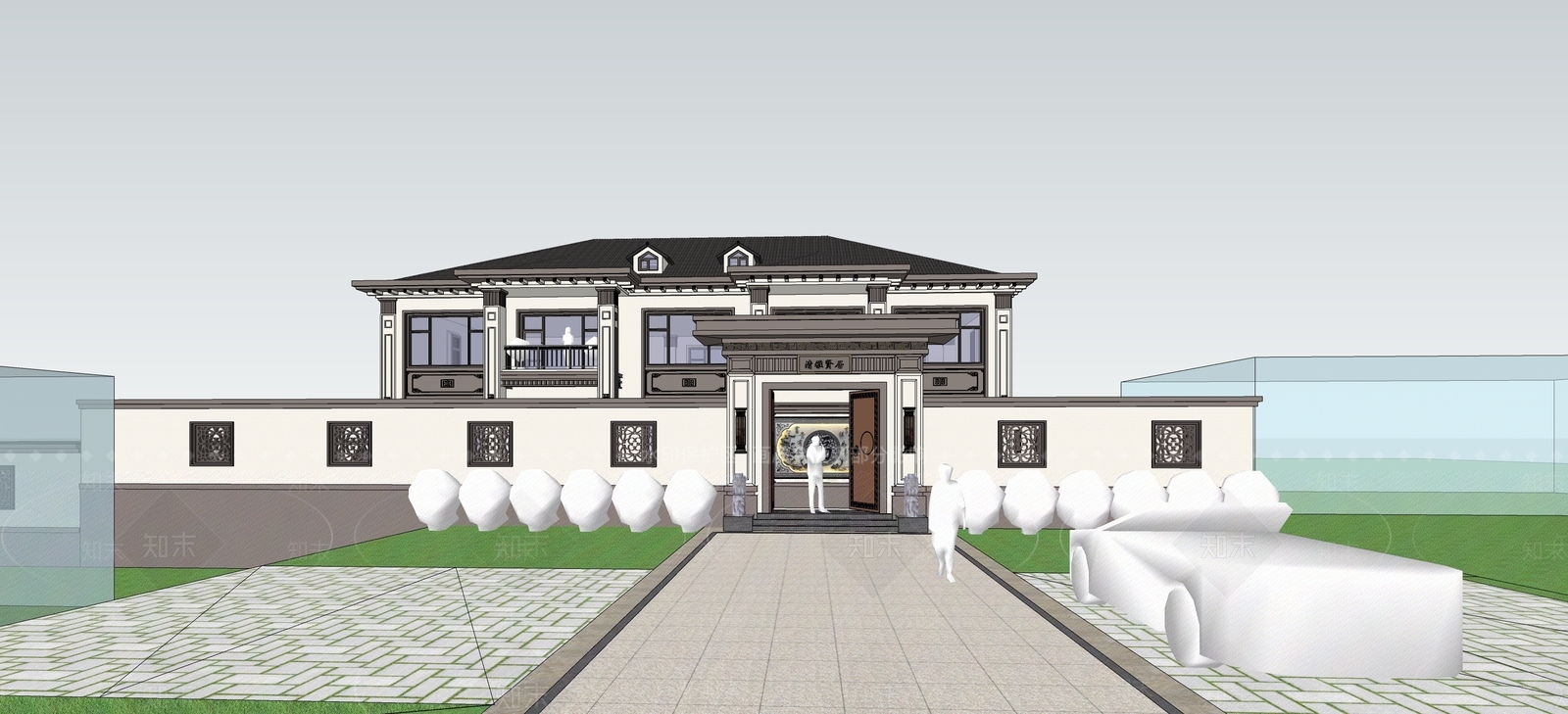 新中式乡村民房SU模型下载【ID:1184968924】