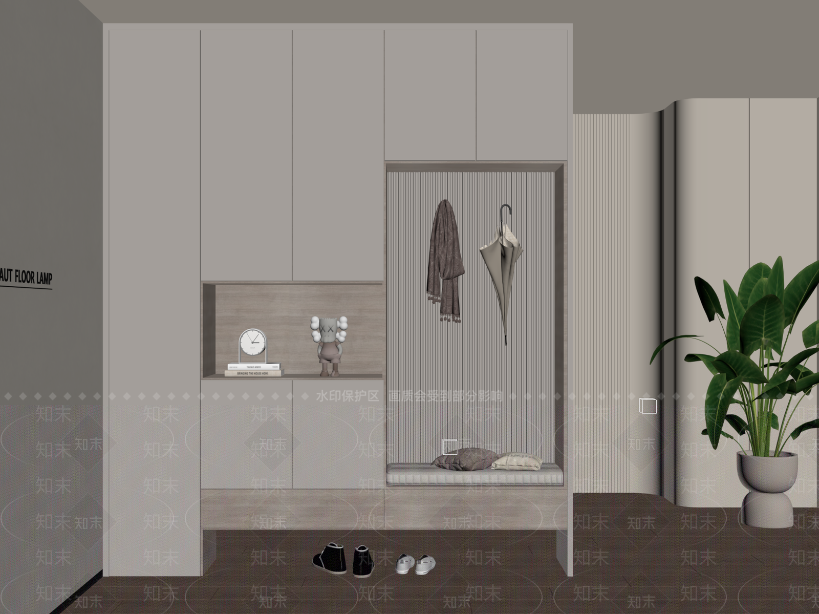 现代鞋柜SU模型下载【ID:1184980207】