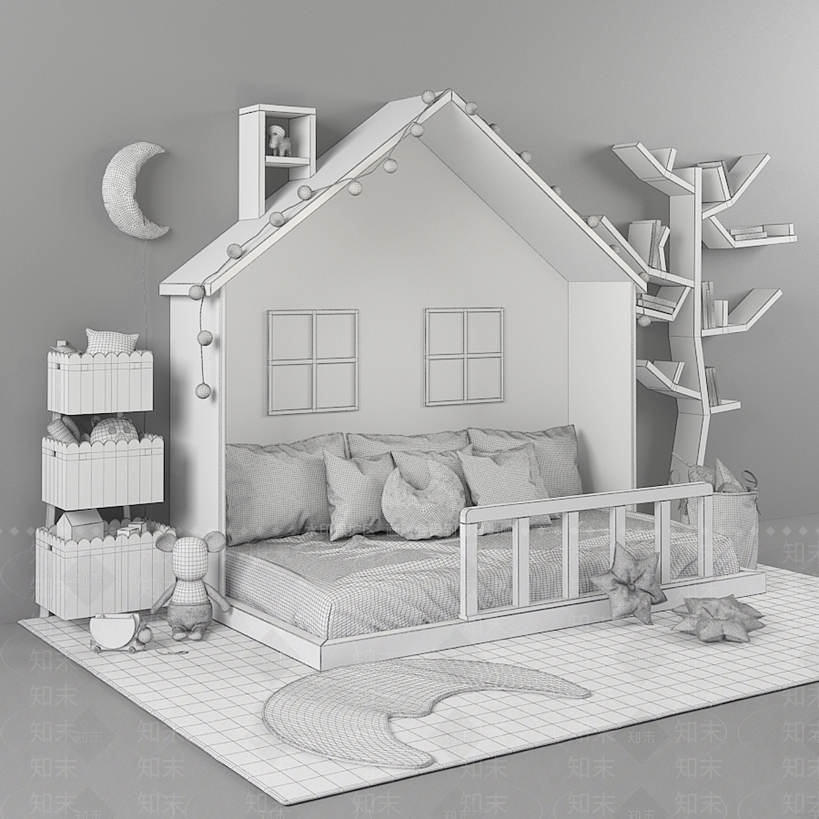 儿童床3D模型下载【ID:1184985236】
