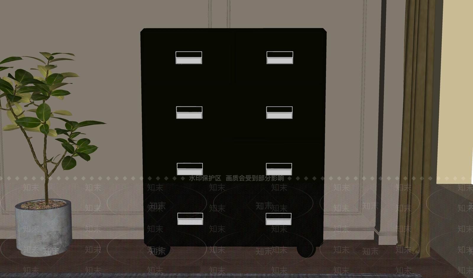 现代复古储物柜SU模型下载【ID:1184989949】